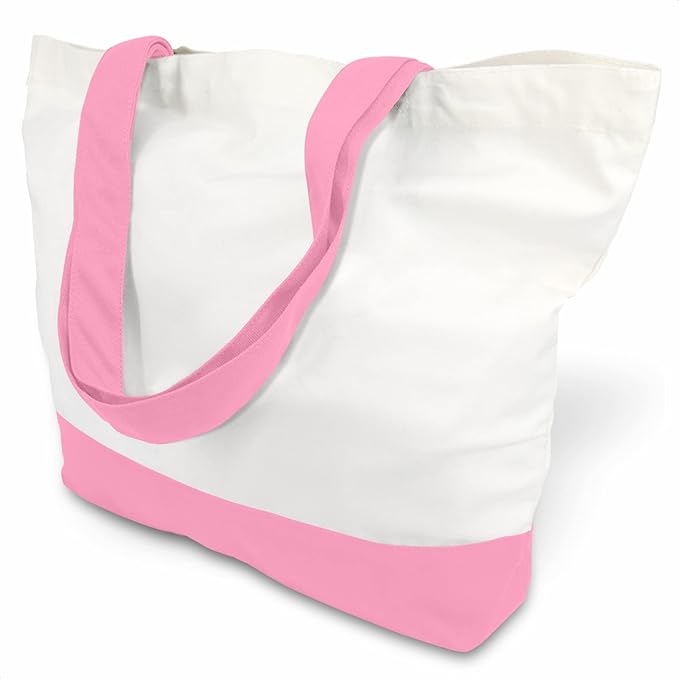 TOPDesign 1-Pack Super Strong Large 12oz Cotton Canvas Tote Bag, Reusable Grocery Shopping Cloth Bag, Fashionable Two-Tone Tote for Crafts, DIY Your Creative Designs