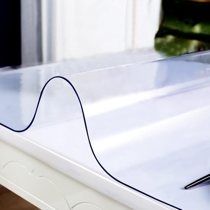 30x46 inch Clear Plastic Table Cover Protector Office Desk Pad Mat Rectangle Vinyl Table Cover for 4ft Table Waterproof PVC Desk Writing Mat Wood Side End Coffee Kitchen Table Protection Pad