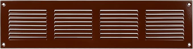 Repa Market Air Vent Cover 16x4 Inch (Outer Dimensions) Brown Galvanized Steel Louvered Grill Cover with Mesh Screen/Wall or Ceiling Vent/HVAC Register for Indoor and Outdoor Ventilation