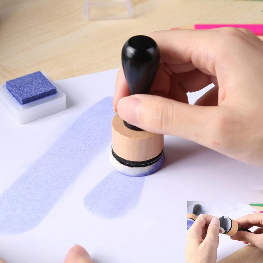 129PCS Mini Ink Blending Tool Set ,Include 3PCS Mini Ink Blending Tools and 86PCS Replacement Foam Pads Drawing Distressing Blending,40PCS Medium-Grit Sandpaper Sanding Disks for sanding & distressing