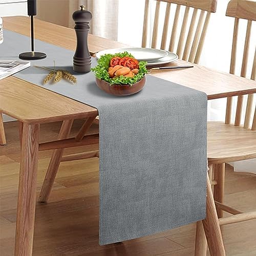 Wipeable Table Runner, Thick Farmhouse Dresser Runner, Rustic for Kitchen, Bedroom, Living Room, Indoor and Outdoor (60'', Grey)