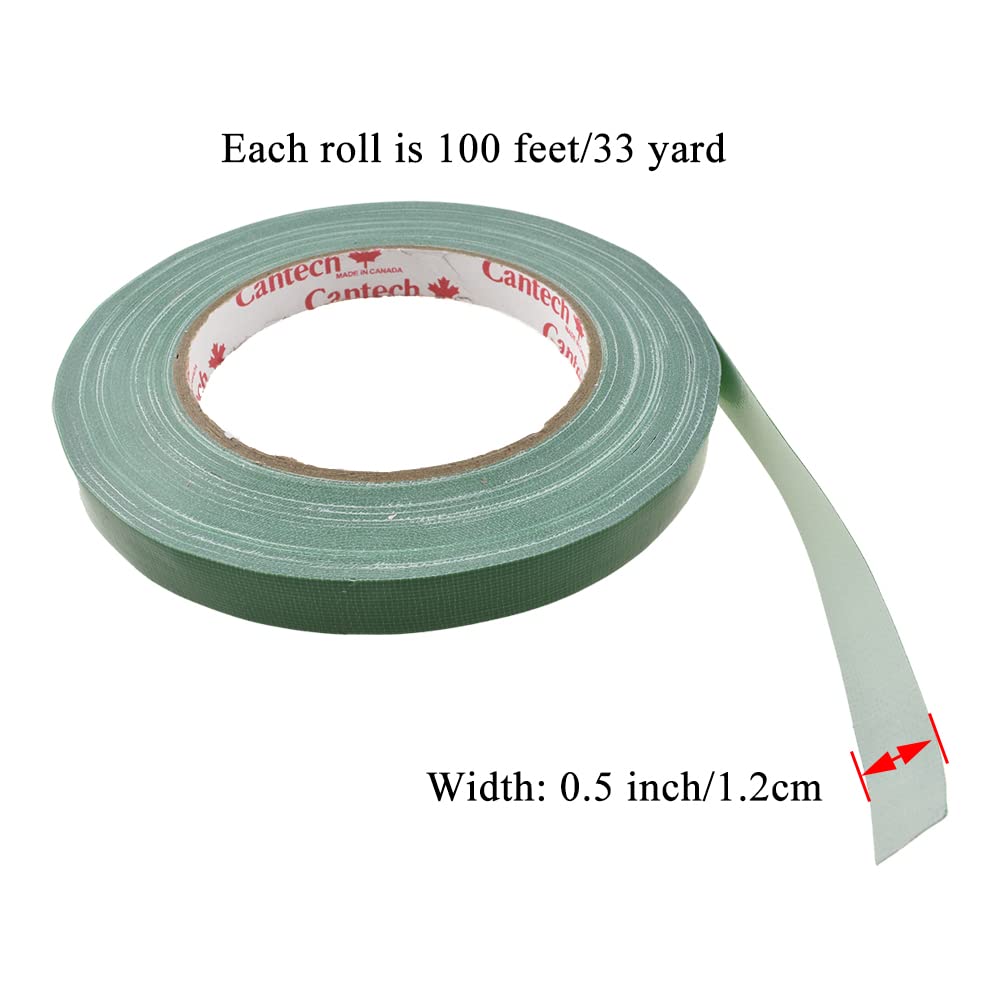 HAHIYO Green 0.5Inch Wide (200Feet/66Yard Total) 2Rolls Floral Tape Waterproof Florist Tape Flower Wrap Adhesive Waterproof Decorative Tape for Bouquet Stem Wrapping Flower Arranging and Floral Craft