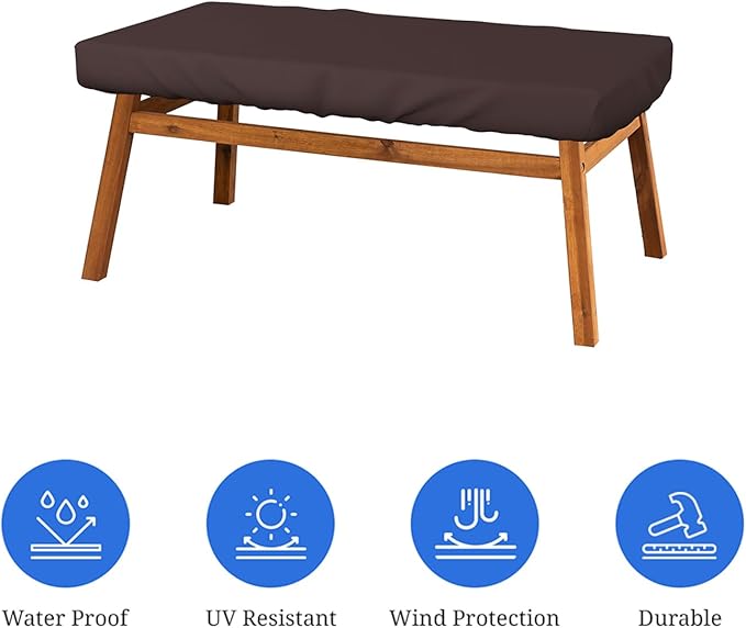 Covers & All Rectangle Table Top Cover, 12 Oz Waterproof UV & Weather Resistant Patio Table Cover, Outdoor Table Cover for Patio Furniture (100" L x 50" W x 5" H, Coffee)