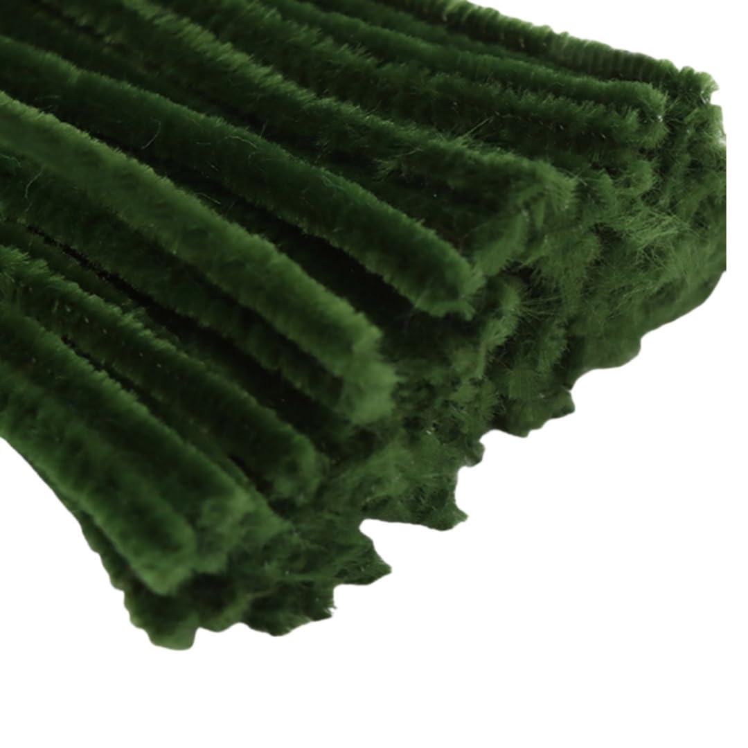 100 Pieces Pipe Cleaners Chenille Stem, Green Pipe Cleaners Craft Set for Pipe Cleaners DIY Christmas Tree Arts Crafts Decorations, Chenille Stems Pipe Cleaners (Moss Green)