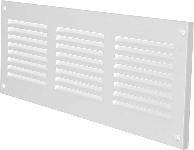 Repa Market 5-Pack 12x4 Inch Air Vent Cover/White Galvanized Steel Louvered Grill Cover with Mesh Screen/Wall or Ceiling Vent/Durable Flush Mount HVAC Register for Indoor and Outdoor Ventilation