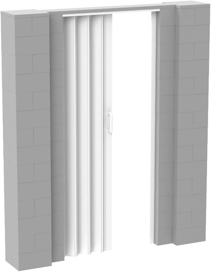 EverBlock 6’ x 7’ Wall Kit with Accordion Door | 3’ x 7’ Doorway | Modular Building Blocks | Wall Display System | Room Divider & Partition | Connect & Reuse | Indoor & Outdoor Use | Light Gray