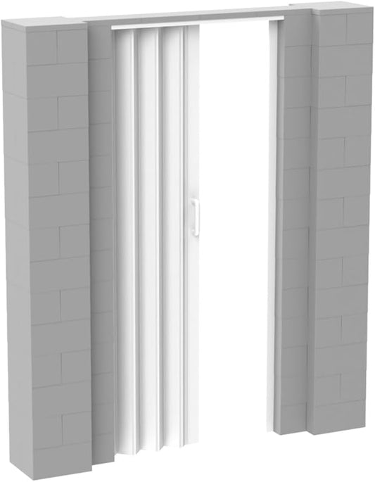 EverBlock 6’ x 7’ Wall Kit with Accordion Door | 3’ x 7’ Doorway | Modular Building Blocks | Wall Display System | Room Divider & Partition | Connect & Reuse | Indoor & Outdoor Use | Light Gray