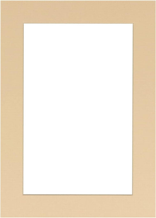 11x14 Mat Bevel Cut for 8.5x11 Photos - Acid Free Beige Precut Matboard With Backing Board and Crystal Clear, Self Seal Photo Mat Bag - For Pictures, Photos, Framing - 4-ply Thickness