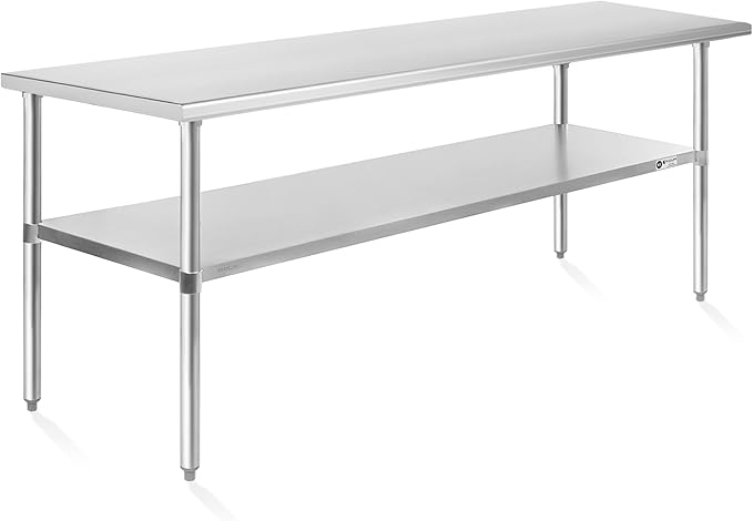 KUTLER Stainless Steel Table 30 x 72 Inches, NSF Heavy Duty Commercial Kitchen Prep and Work Table with Undershelf for Restaurant, Hotel, Home