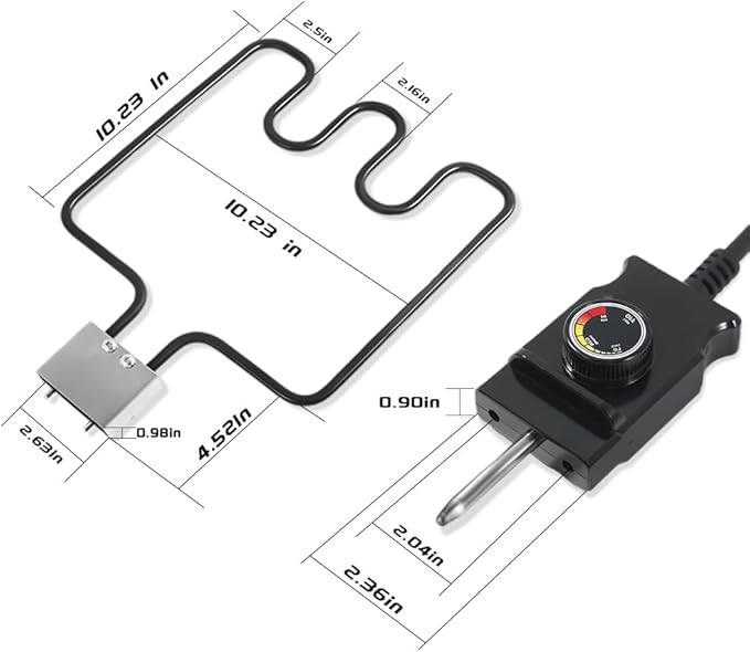 Heating Element Compatible with Masterbuilt Electric Smoker and Grill,Adjustable Thermostat Cord Controller Replacement,Masterbuilt Smoker Parts for Smokers & Turkey Fryers,1500Watt