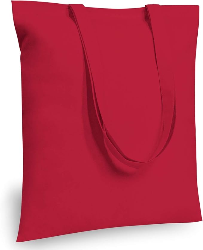 TOPDesign 24-Pack Economical 16"x15" Red Cotton Tote Bag, Lightweight Medium Reusable Grocery Shopping Cloth Bags, Suitable for DIY, Advertising, Promotion, Gift, Activity