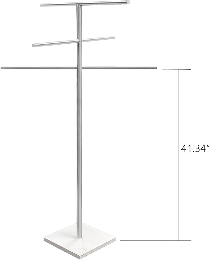Marble Base Free Standing Hot Tub Towel Rack for Spa, 304 Stainless Steel 6 Arms Standing Towel Sheet Holder Drying Rack Brushed Nickel