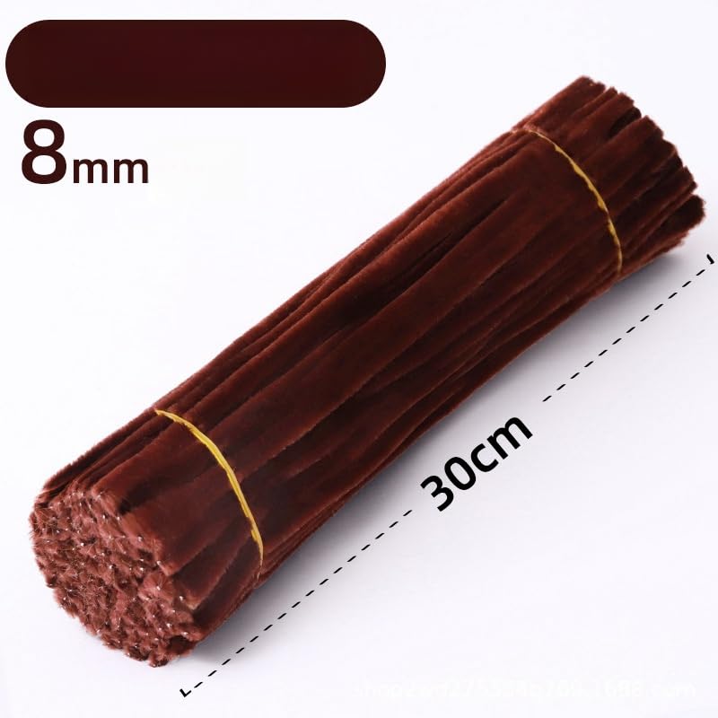 100 Pieces Pipe Cleaners Chenille Stem, Pastel Candy Color Pipe Cleaners Set for Pipe Cleaners DIY Arts Crafts Decorations, Chenille Stems Pipe Cleaners (Brown)