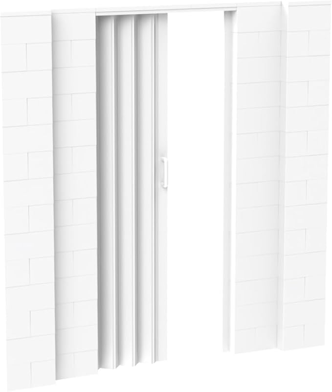 EverBlock 7’ x 7’ Wall Kit with Accordion Door | 3’ x 7’ Doorway | Modular Building Blocks | Wall Display System | Room Divider & Partition | Easy to Connect & Reuse | Indoor & Outdoor Use | White