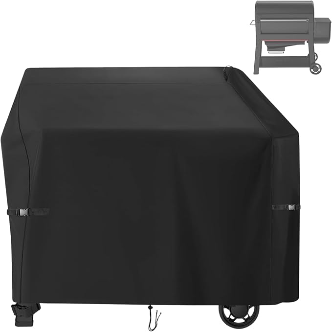 Grill Cover for Weber Searwood 600 XL Pellet Grill, Heavy-Duty 600D Griddle Cover Waterproof BBQ Grill Cover - 51" L×24" W×43" H, Black