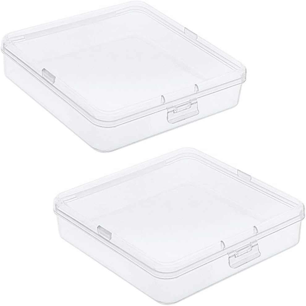 DUOFIRE Small Plastic Box Organizer Box small plastic storage containers small plastic case for Storage Beads, Jewelry and Small Items Square(5.2 x 5.2 x 1.3inch) 2 PACK