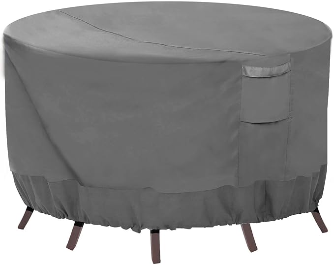 Vailge Round Patio Furniture Covers, 100% Waterproof Outdoor Table Chair Set Covers, Anti-Fading Cover for Outdoor Furniture Set, UV Resistant (Grey, 84"DIAx28"H)