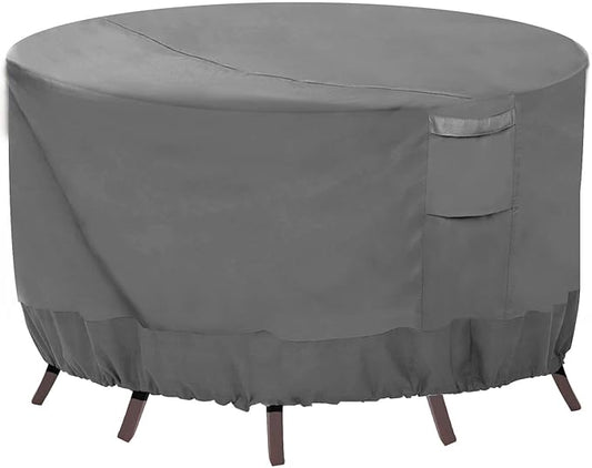 Vailge Round Patio Furniture Covers, 100% Waterproof Outdoor Table Chair Set Covers, Anti-Fading Cover for Outdoor Furniture Set, UV Resistant (Grey, 62"DIAx28"H)