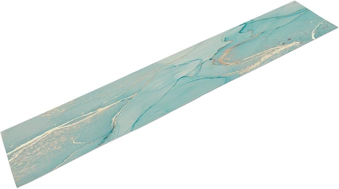 Turquoise Aqua Marble Table Runner, Modern Teal Watercolor Print Table Runner for Coffee Dining Party Wedding Kitchen 13x36in