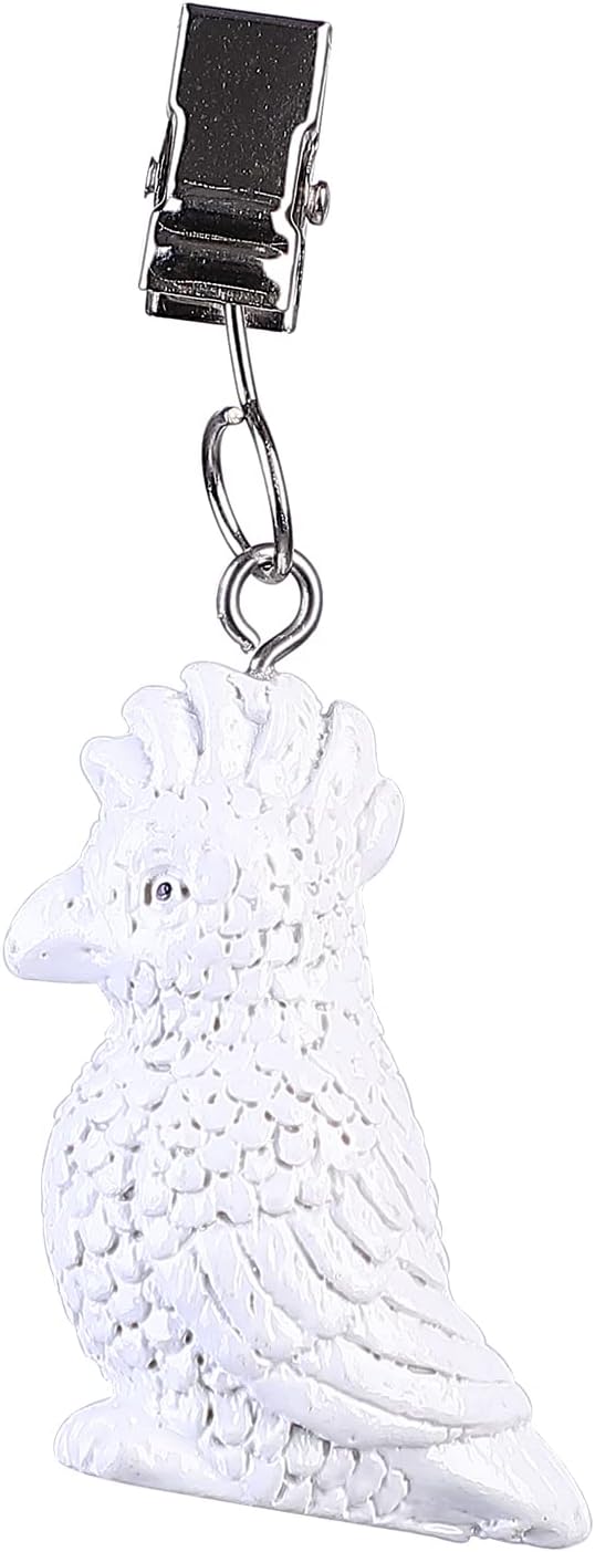 TwoFish Home Set of 4 White Macaw Tablecloth Weights Clips Handicraft White Macaw Tablecloth Clamps Pack of 4