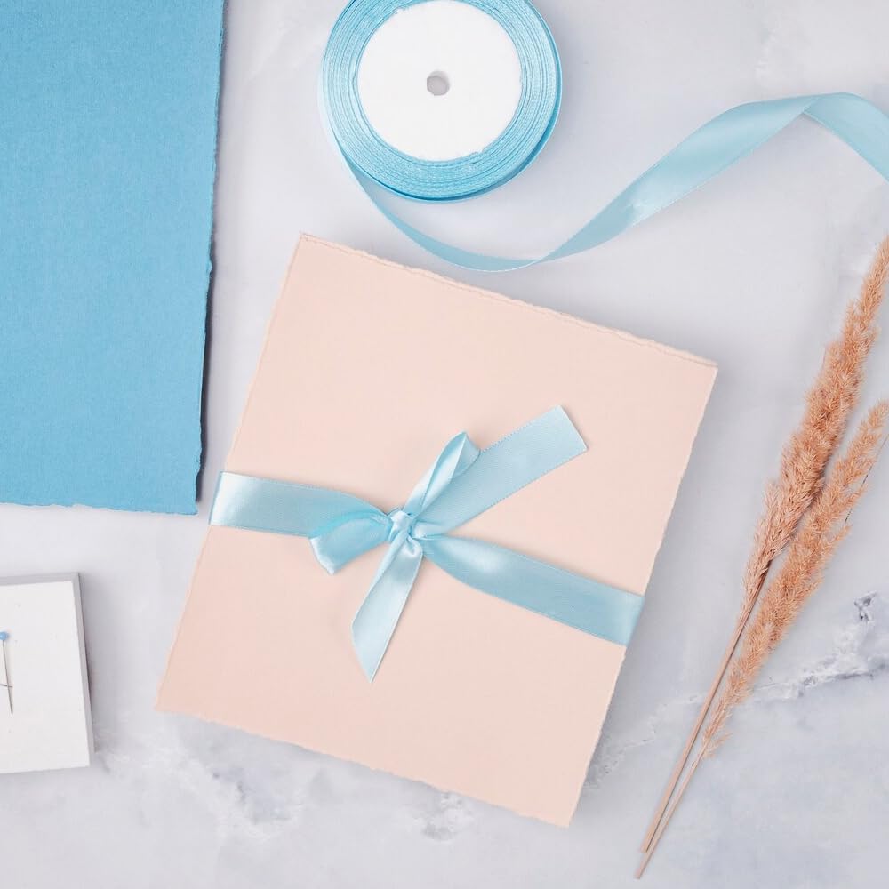 1-1/2" Width x 50 Yards Satin Fabric Ribbon, Light Blue Ribbon Perfect for DIY Bows, Swags, Gift Wrapping, Craft, Flower Bouquet，Christmas and Party Decoration