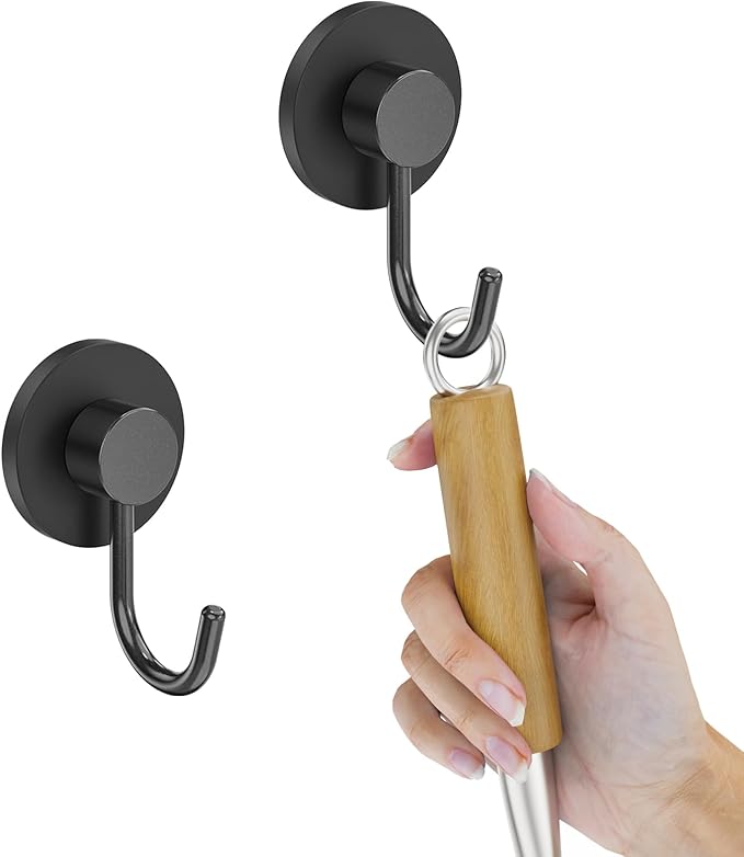 Strong Magnetic Grill Hooks, 2 Pack Magnetic Hooks for Grills Heavy Duty, Outdoor Grill Accessories Magnetic Hooks for Barbecue Tool, Utensils, Refrigerator, Kitchen
