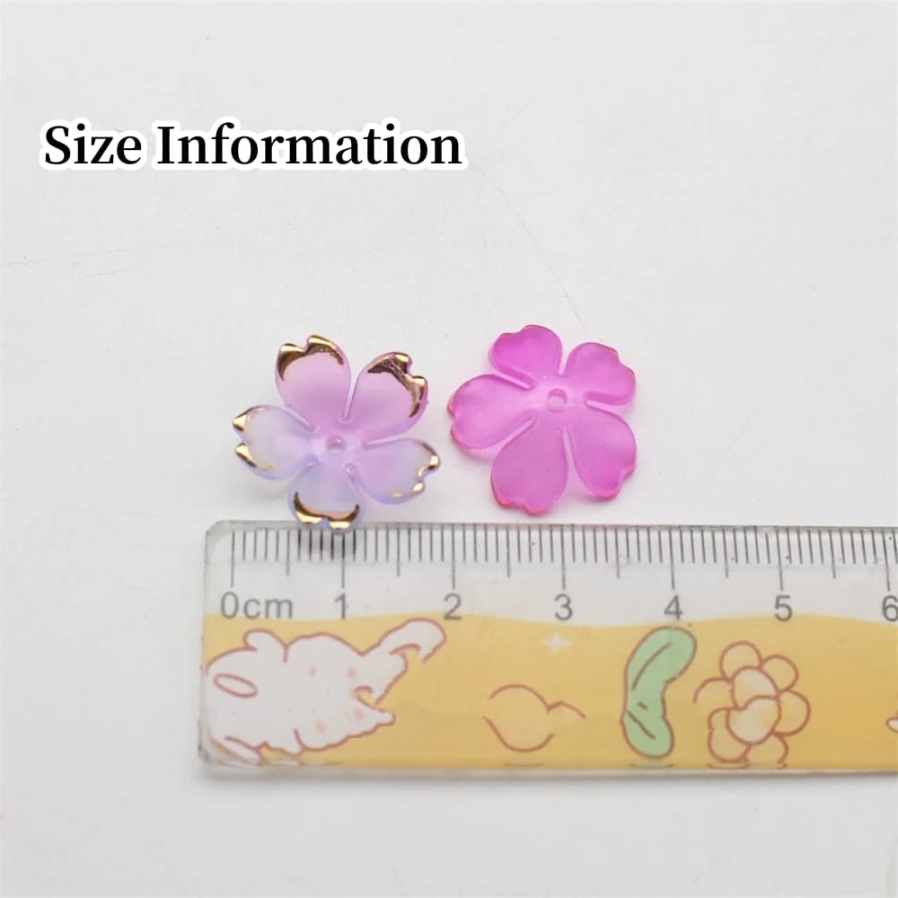 100pcs Acrylic Flower Beads, 19mm Cherry Blossom Plastic Gradient Flower Spacer Beads for DIY Crafts Bracelet Necklace Earrings Jewelry Making(Green)