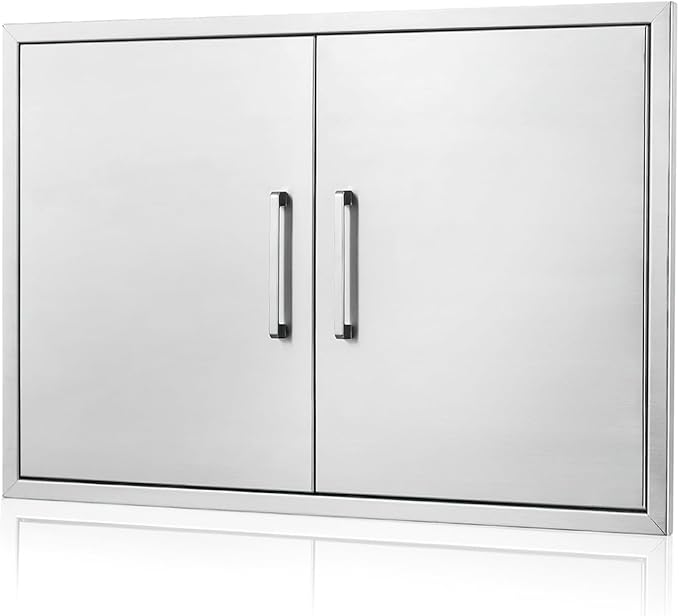 Outdoor Kitchen Door, 28" W23 H Kitchen Access Door, Stainless Steel BBQ Double Doors, Available for Outdoor Kitchen Island