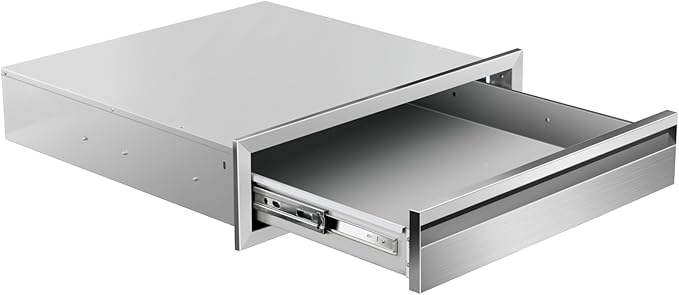 Outdoor Kitchen Drawers 24" W x 6.5" H x 23" D Stainless Steel Single Drawers with Hidden Handle for BBQ Island, Patio Grill Station & Outdoor Kitchen Cabinets