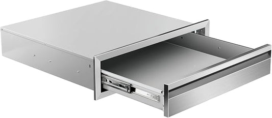 Outdoor Kitchen Drawers 24" W x 6.5" H x 23" D Stainless Steel Single Drawers with Hidden Handle for BBQ Island, Patio Grill Station & Outdoor Kitchen Cabinets