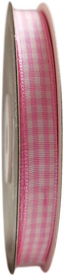 Pink Gingham Plaid Checked Ribbon 25 Yards Each Roll 100% Polyester (3/8",Pink)