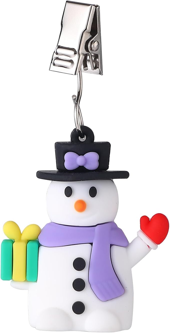 TwoFish Home Set of 4 Xmas Snowman Tablecloth Weight Clamps Decoration Xmas Snowman Tablecloth Weight Clamps Pack of 4