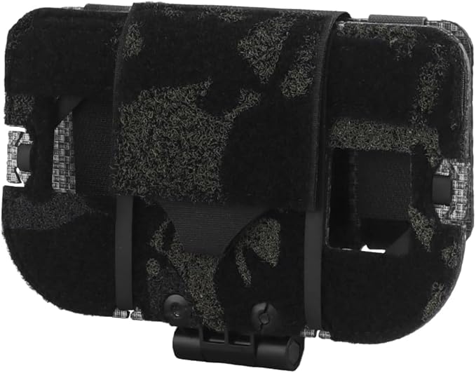 Let Me Be Airsoft Plate Carrier Molle Phone Carrier Outdoor Lightweight Navigation Board，Wide Angle Foldable Phone Holder Chest Rig Hovering Mount Tactical Vest Accessory (Black Camouflage)