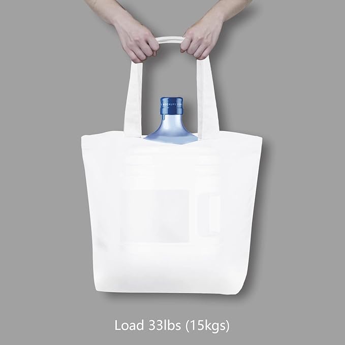 TOPDesign 12-Pack Super Strong Large 12oz Cotton Canvas Tote Bags, Reusable Grocery Shopping Cloth Bags, Fashionable Two-Tone Totes for Crafts, DIY Your Creative Designs
