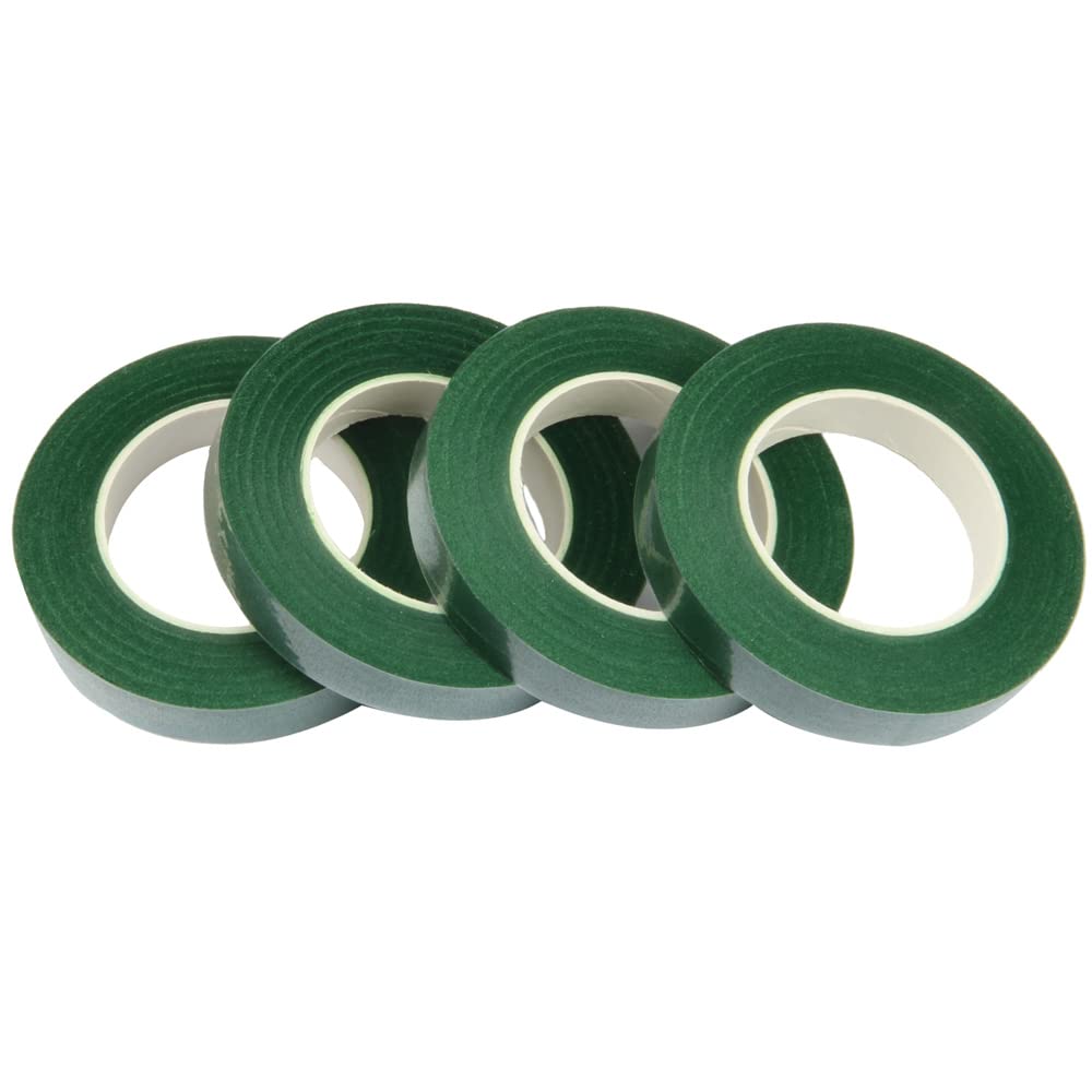 4 Rolls Floral Tape 1/2" Wide 30 Yards/Roll Floral Tapes for Bouquet Stem Wrap and Flowers Making Craft Projects (Dark Green)