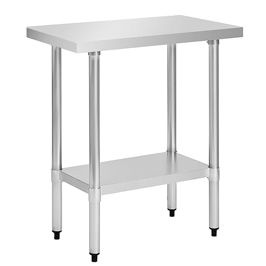 Stainless Steel Work Table 18 x 30 Inch, NSF Commercial Prep Table with Undershelf, Heavy Duty Food Prep Workstation