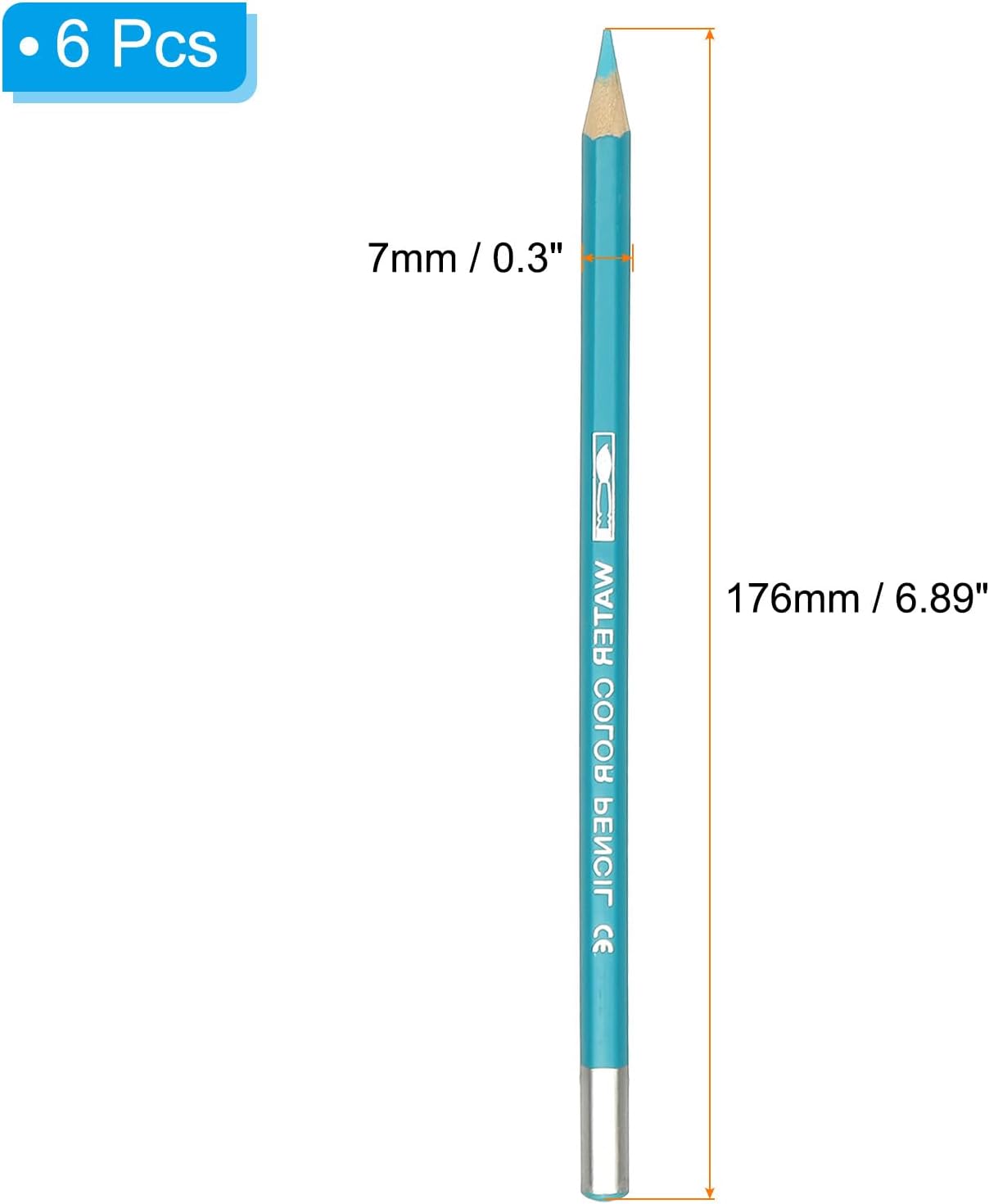 PATIKIL Watercolor Pencil, 6Pcs Water Soluble Pencils for Blending, Coloring, Sketch Drawing, Painting, Sky Blue