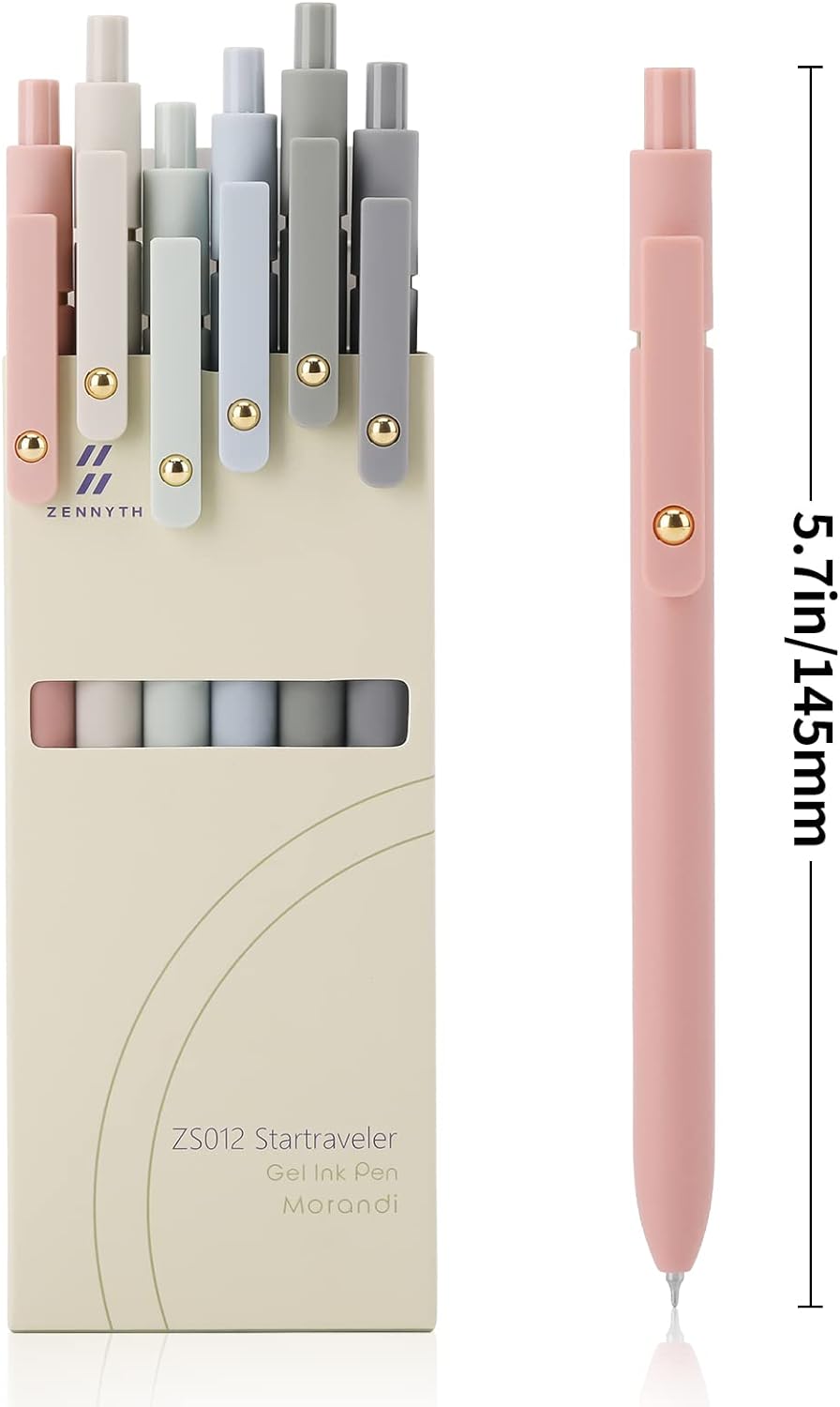 Ddaowanx Gel Pens, 6 Pcs 0.5mm Quick Dry Black Ink Pens Fine Point Smooth Writing Pens, Cute Office School Supplies Gifts for Women