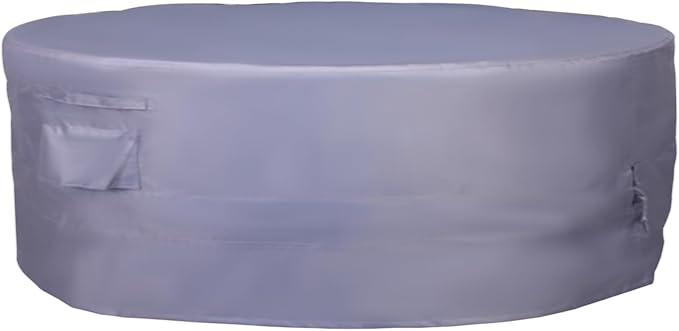 Round Patio Furniture Cover, Heavy Duty and Waterproof for Outdoor Furniture covers, Round outdoor table cover, Patio table cover 110"DIA x 31"H Grey