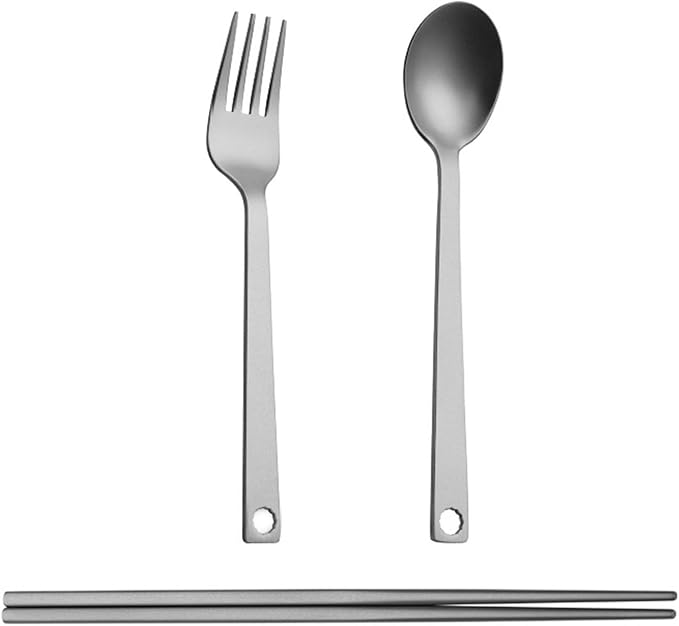Portable Camping Cutlery Set Outdoor Metal Tableware Fork Spoon Chopstick Travel Utensils for Outdoor Picnics Dining