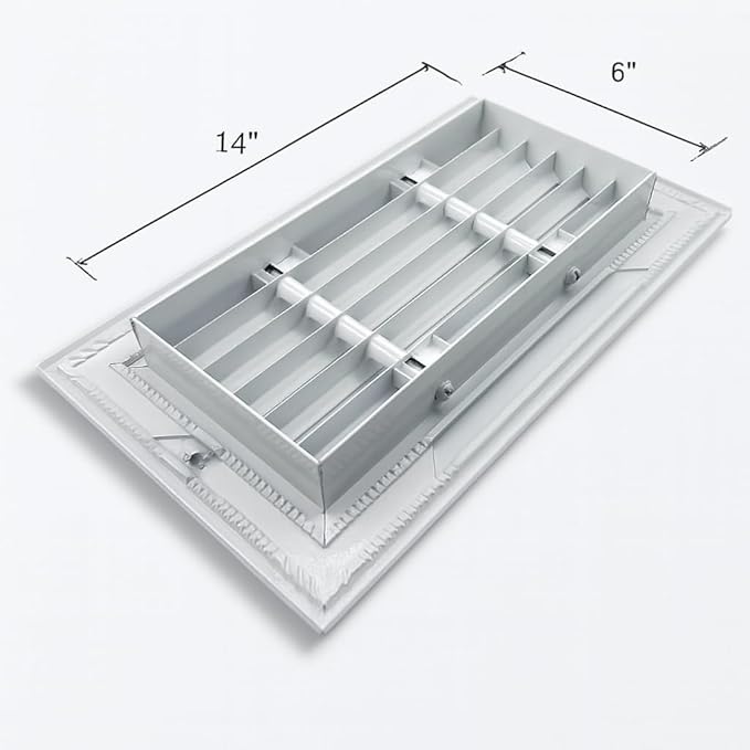 Premium 14" X 6" [Duct Opening] Linear Aluminum Bar Return Air Grille - White - White [Outer Dimensions: 16"W x 8"H] – for Ceiling, Wall Use