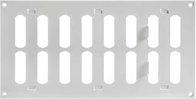 Repa Market 12" x 6" Inch (Outer Dimensions) White Adjustable Air Vent Cover - Galvanized Steel HVAC AC Vent Cover Register - Wall, Ceiling Vent Covers, Toe Kick Vent Cover - Return, Intake Air Grille
