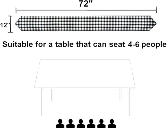 8 Pack Buffalo Check Table Runners Plaid Table Runner for Christmas Dinner, Lumberjack Party, Outdoor or Indoor Gatherings Table Home Decorations (Black & White, 72 inches)