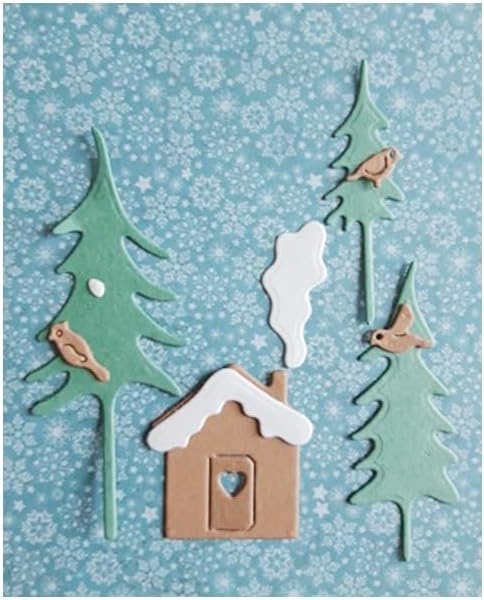 Metal Cutting Dies DIY Embossing Stencil Template Scrapbooking Card Making Mold Photo Album Arts Crafts Tools (Christmas Tree House-8.4x7.2cm)