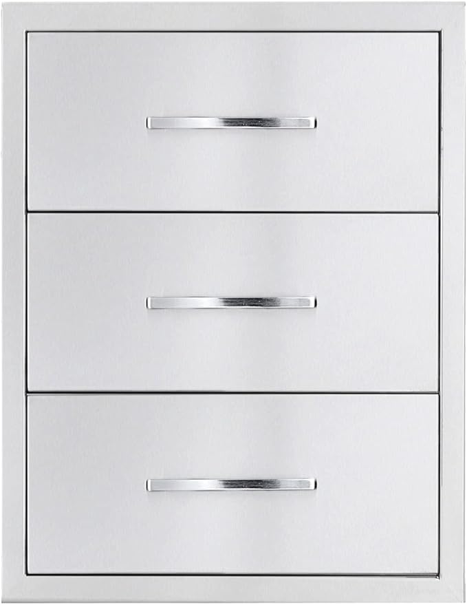 TIANAI Outdoor Kitchen Drawers Stainless Steel Triple Drawer - 18" W x 24" H x 23" D,Flush Mount for Outdoor Kitchen or BBQ Island