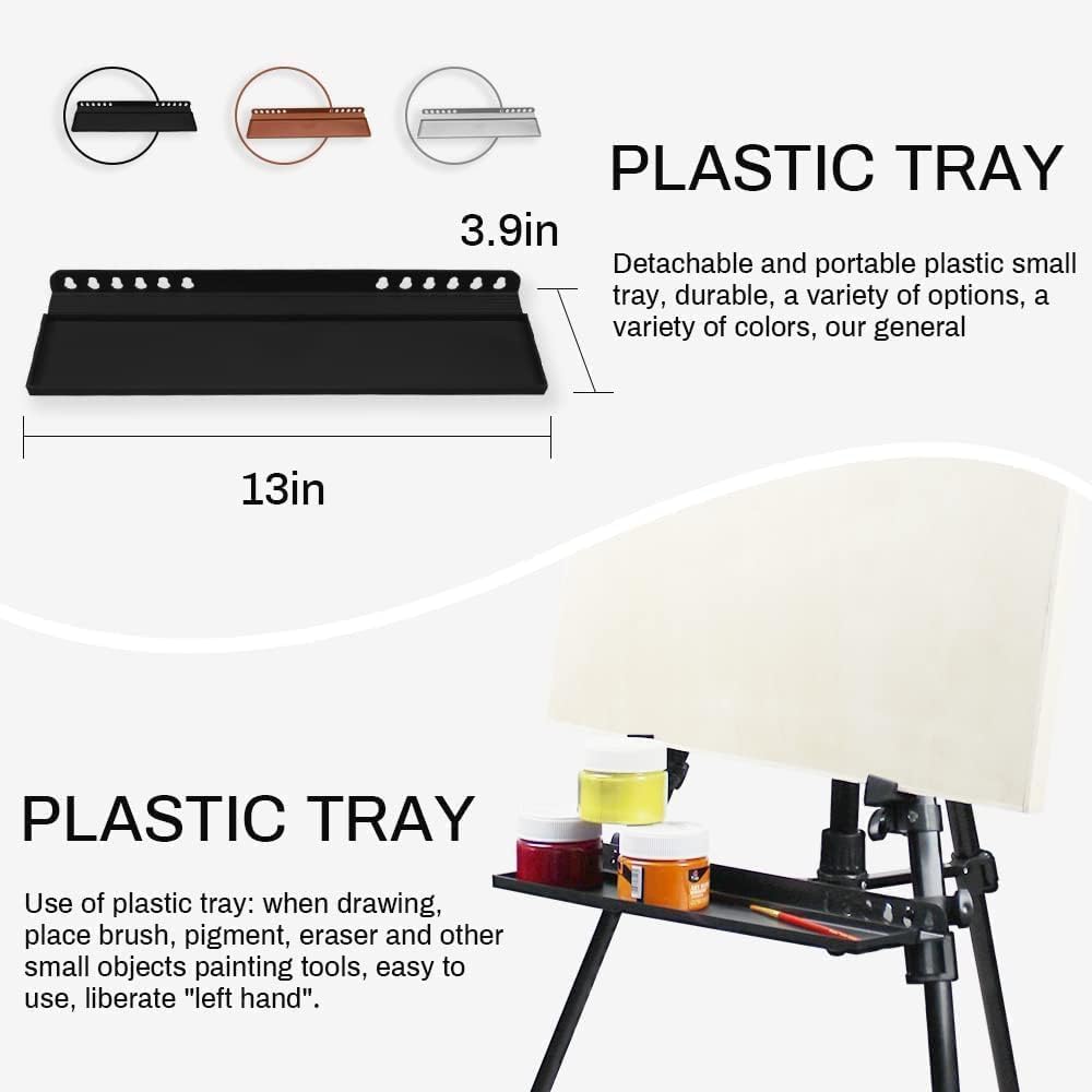 RRFTOK Art Easel Stand for Painting and Sign - Aluminum Metal Artist Tripod Adjustable Easels for Display Height from 21 to 61Inches - Canvas Stand with Paintbrush Tray for Artists Adult Holder