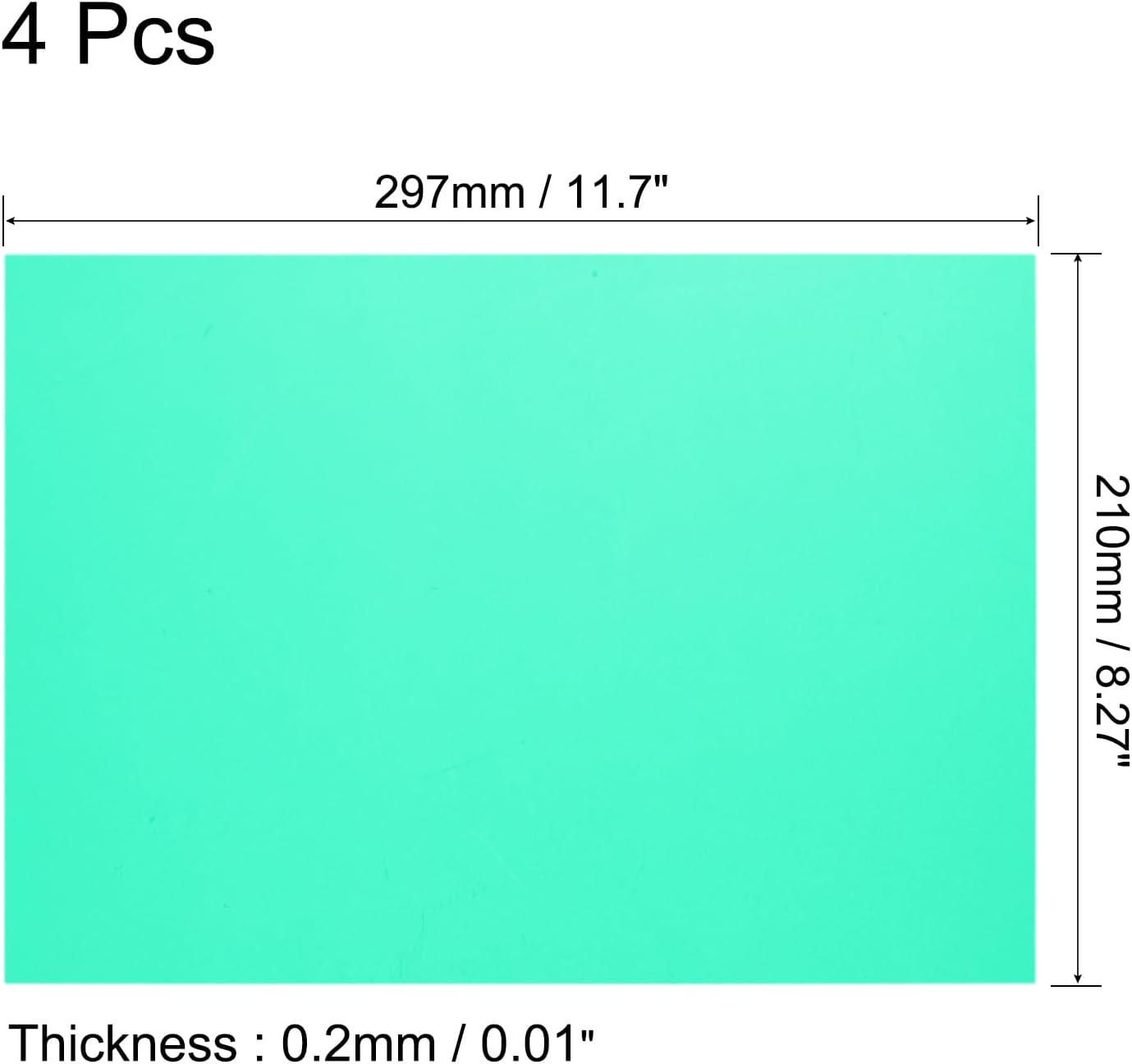 uxcell 4Pcs A4 Gel Light Lighting Filter Overlay Transparent Color Correction Plastic Vinyl PVC Sheets Photography Television Green,0.2mm
