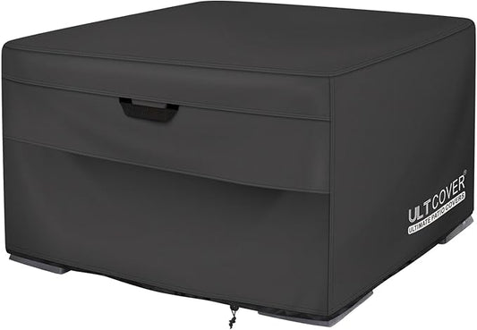 ULTCOVER Patio Fire Pit Table Cover Square 44 inch Outdoor Waterproof Fire Bowl Cover, Black