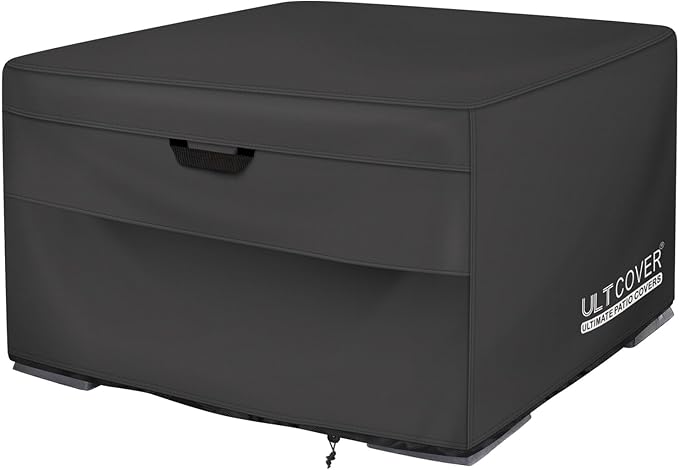 ULTCOVER Patio Fire Pit Table Cover Square 32 inch Outdoor Waterproof Fire Bowl Cover, Black