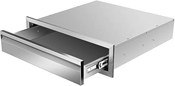 Pull Out Trash Drawer, Lower Sliding Rails Stainless Steel Roll Out Trash Bin Pull Out Tray With Handle For Outdoor Kitchen BBQ Island Grill Station,Single Drawer